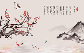 古风背景墙旗袍中国风
