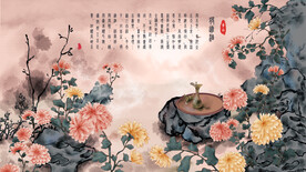 古风背景墙旗袍中国风