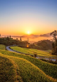 夕阳下的盘山路摄影