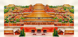 故宫 水彩画