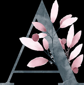 粉色花型叶子植物字母A