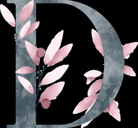 粉色花型叶子植物字母D