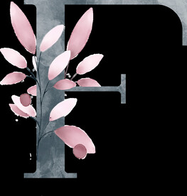 粉色花型叶子植物字母F