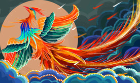 凤凰国潮古典插画海报