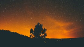 星空高山大树背景