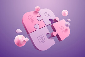 团队合作拼图概念插画