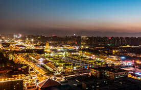 大雁塔夜景俯拍全景图