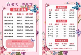 柔和粉丝美容项目价目表可编辑