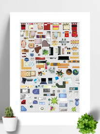 室内彩平图块素材贴图