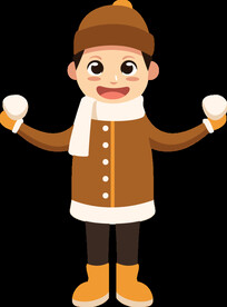 卡通冬天冬季棕色衣服男孩