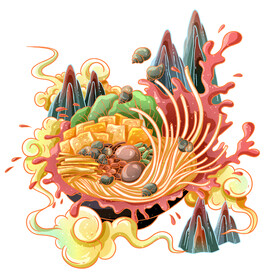 国潮风美食小吃螺蛳粉