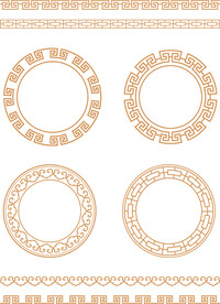 中式古典花纹圆边 中国风复古边