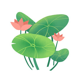卡通手绘荷花元素