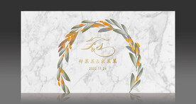 简单迎宾背景 金色树叶 Fs 