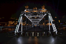兰州地标中山桥黄河铁桥夜景