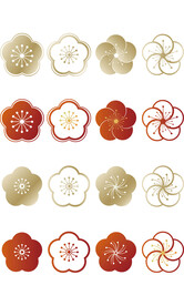 中国风金色红色渐变镂空矢量梅花