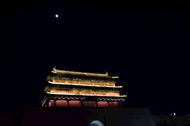 古建筑古城楼建筑城门夜景