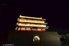 古建筑古城楼城门建筑夜景