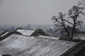 忻州古城城楼城墙古建筑冬天雪景
