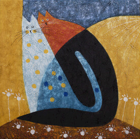 猫抽象油画高清大图