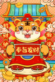 中国风古风虎年新春贺岁海报