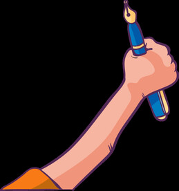 卡通手拿钢笔素材