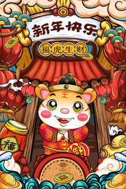 中国风古风虎年海报