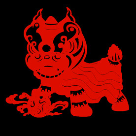 元宵节舞狮剪纸卡通元素