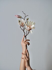 手拿花束