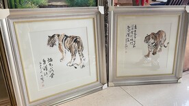 国画老虎镜框装裱高清大图