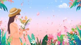 女神节侧脸女孩粉色系创意插画设