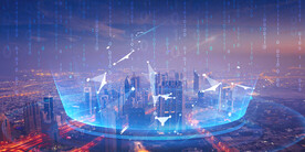 蓝色科技感城市夜景金融