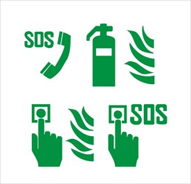 SOS火警灭火器矢量图形