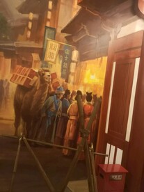 背景油画墙绘古代钱庄 