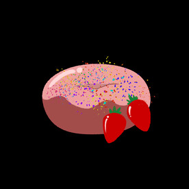 插画小元素草莓甜甜圈