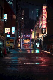 户外暗调夜晚城市