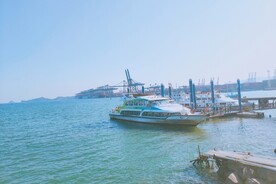 停靠海边