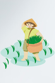 手绘卡通小清新谷雨人物元素