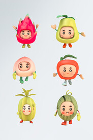 3d卡通可爱立体水果拟人形象模