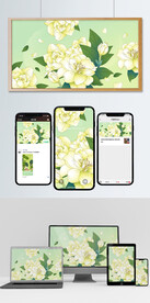 原创矢量插画栀子花开