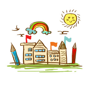 卡通儿童画学校