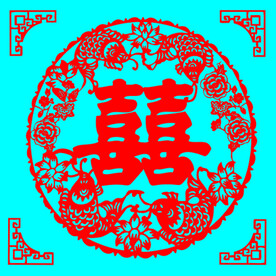 莲年有鱼双喜剪纸