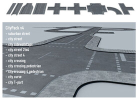 C4D模型城市道路街道