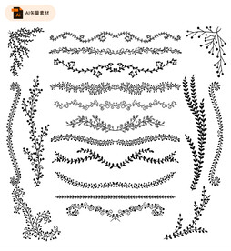 树枝花边设计矢量图