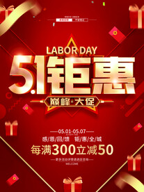 创意五一劳动节满减活动宣传海报