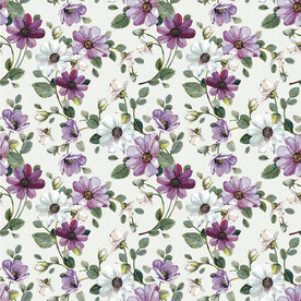 数码印花手绘画抽象花卉水彩花 