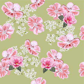 数码印花玫瑰花绣球花抽象花卉