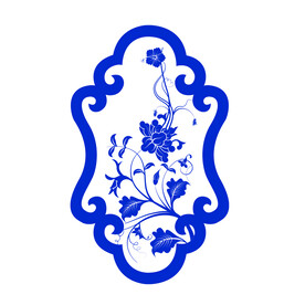 青花花瓶瓷图样稿