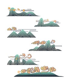 中式水墨山水祥云