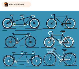 扁平自行车矢量素材
